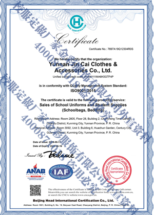 质量管理体系认证证书（英文）WX